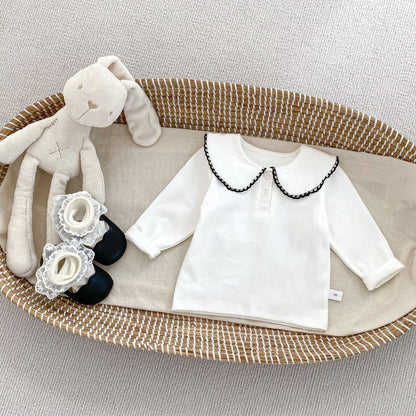 長袖セットアップ shirt / 73cm ベビーキッズトップス/ワンピース 丸襟長袖Tシャツブラウス/水玉ドットノースリーブワンピース【mh0009195】