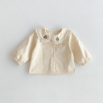 長袖セットアップ shirt / 9M 73cm ベビーキッズトップス/ワンピース フラワー刺繍襟長袖ブラウス/フラワー刺繍ノースリーブワンピース 2カラー【mh0007180】