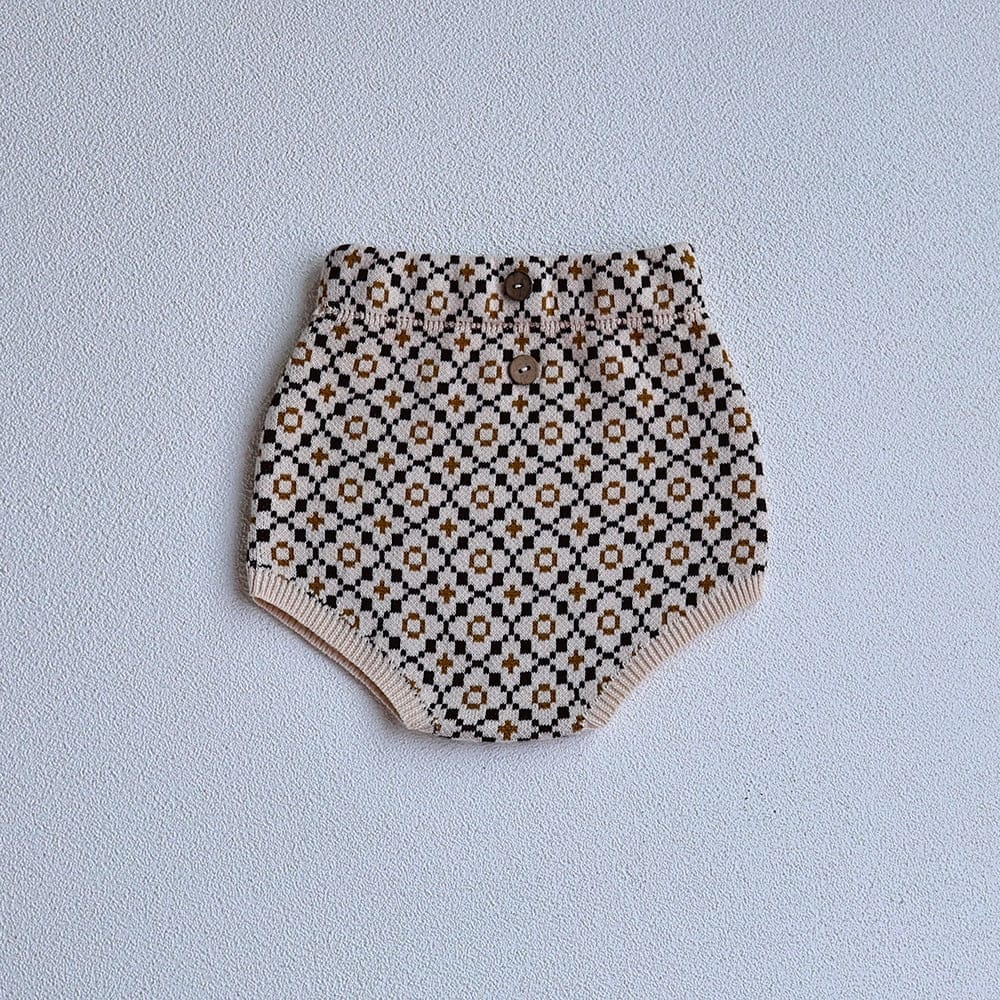 カーディガン・パーカー shorts / 66cm ベビー服 カーディガン ジャケット ブルマパンツ ニット レトロフラワー チェック 単品 女の子