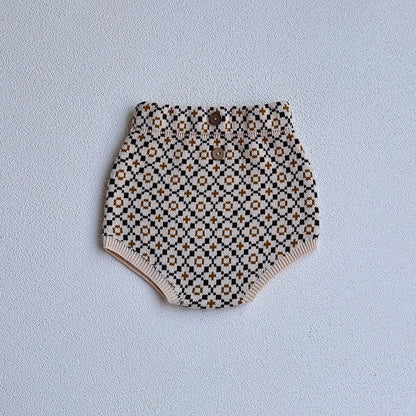 カーディガン・パーカー shorts / 66cm ベビー服 カーディガン ジャケット ブルマパンツ ニット レトロフラワー チェック 単品 女の子