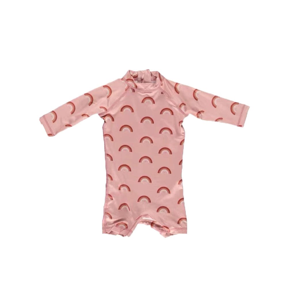 ベビー用水着 shorts one-piece peach pink rainbow / 80 ボーイズガールズ水着 長袖つなぎスイムウェア ラッシュガード【mh0009293】