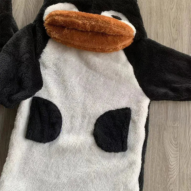 長袖セットアップ sleep gown / 90cm キッズパジャマセット コスチューム ペンギン着ぐるみ 仮装 ワンピース セットアップ 2点セット リンクコーデ ユニセックス 男の子 女の子 子供服