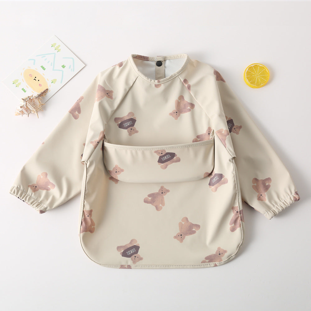 よだれかけ small bear / S Long Sleeve PU Waterproof Bib 長袖 PU 防水 お食事エプロン【mh0012236】