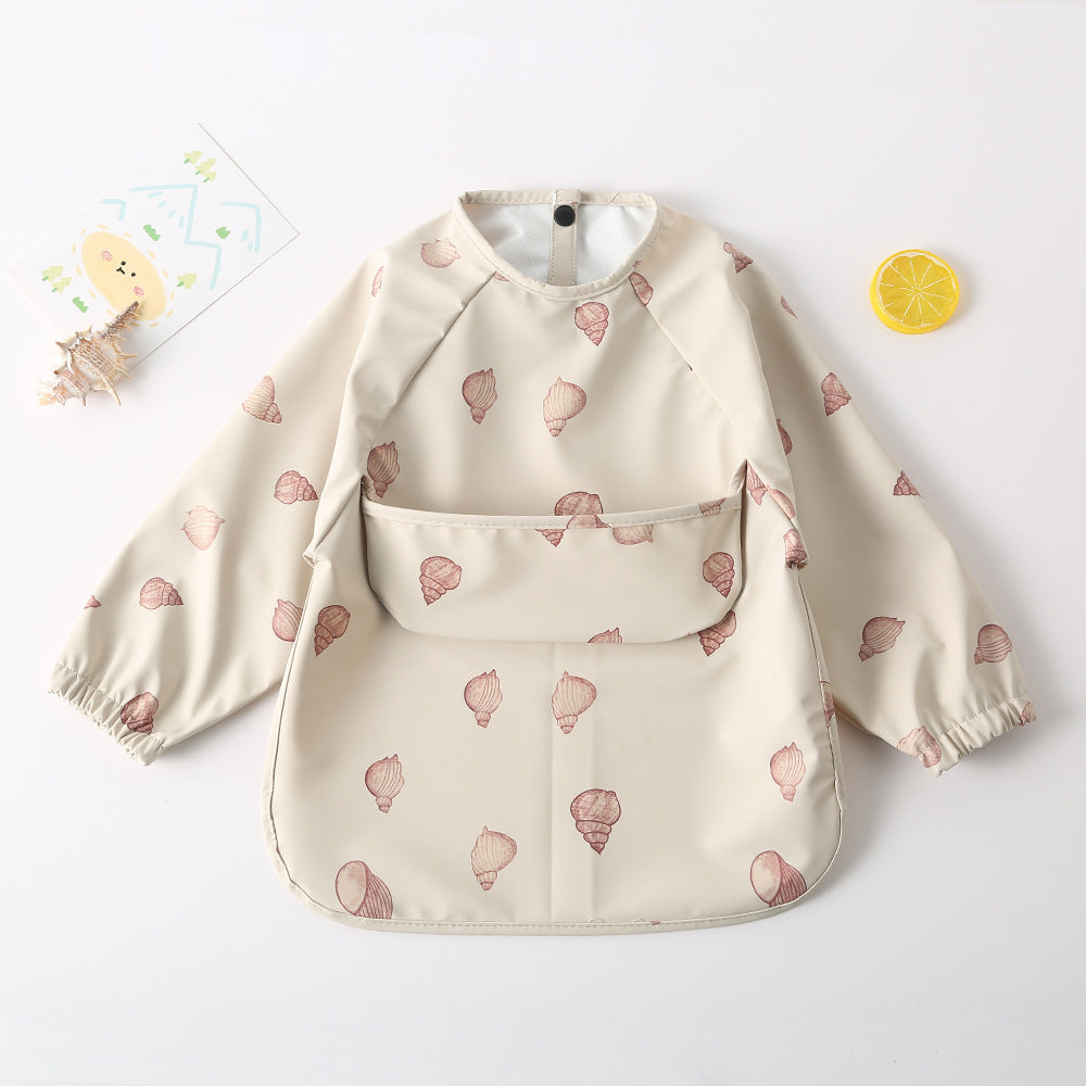 よだれかけ small field snail / S Long Sleeve PU Waterproof Bib 長袖 PU 防水 お食事エプロン【mh0012236】