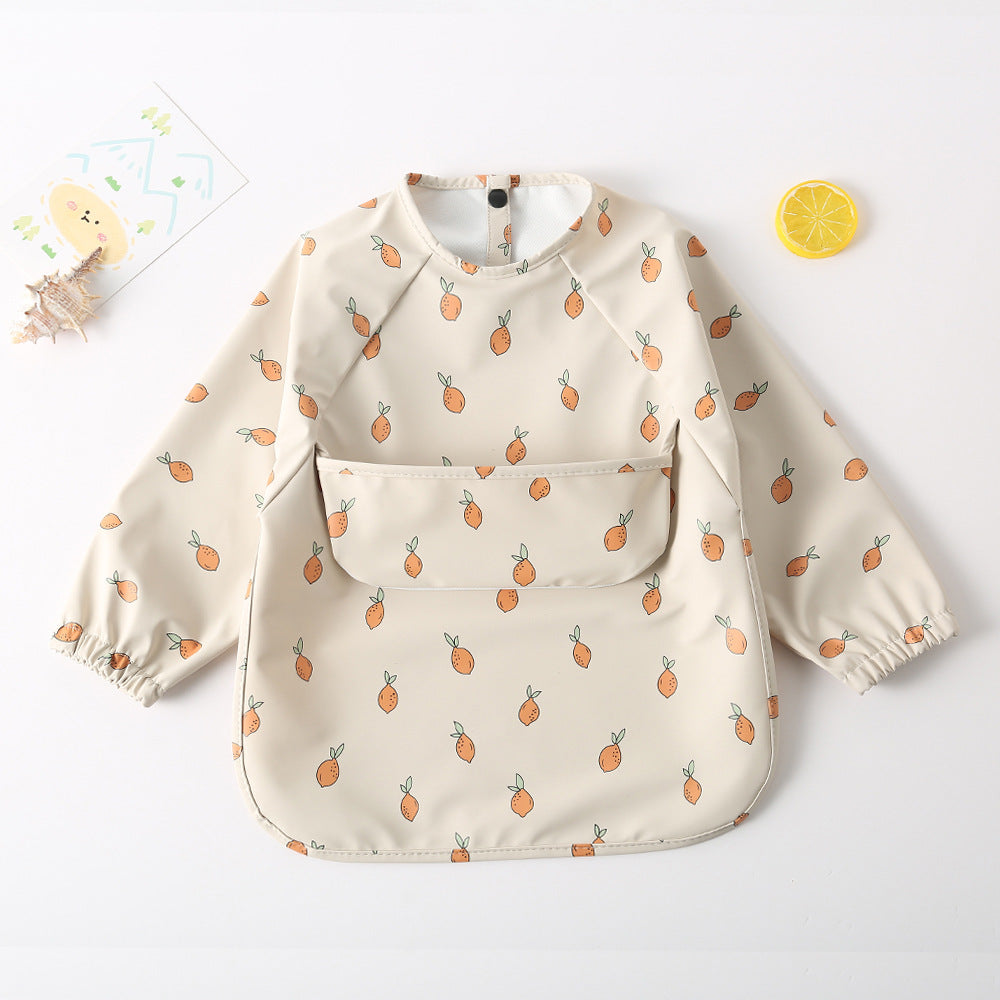 よだれかけ small lemon / S Long Sleeve PU Waterproof Bib 長袖 PU 防水 お食事エプロン【mh0012236】