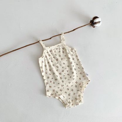 ノースリーブロンパース Small rose / 3M 66cm ベビーロンパース キャミソールボディスーツ プリント柄 肌着【mh0005710】