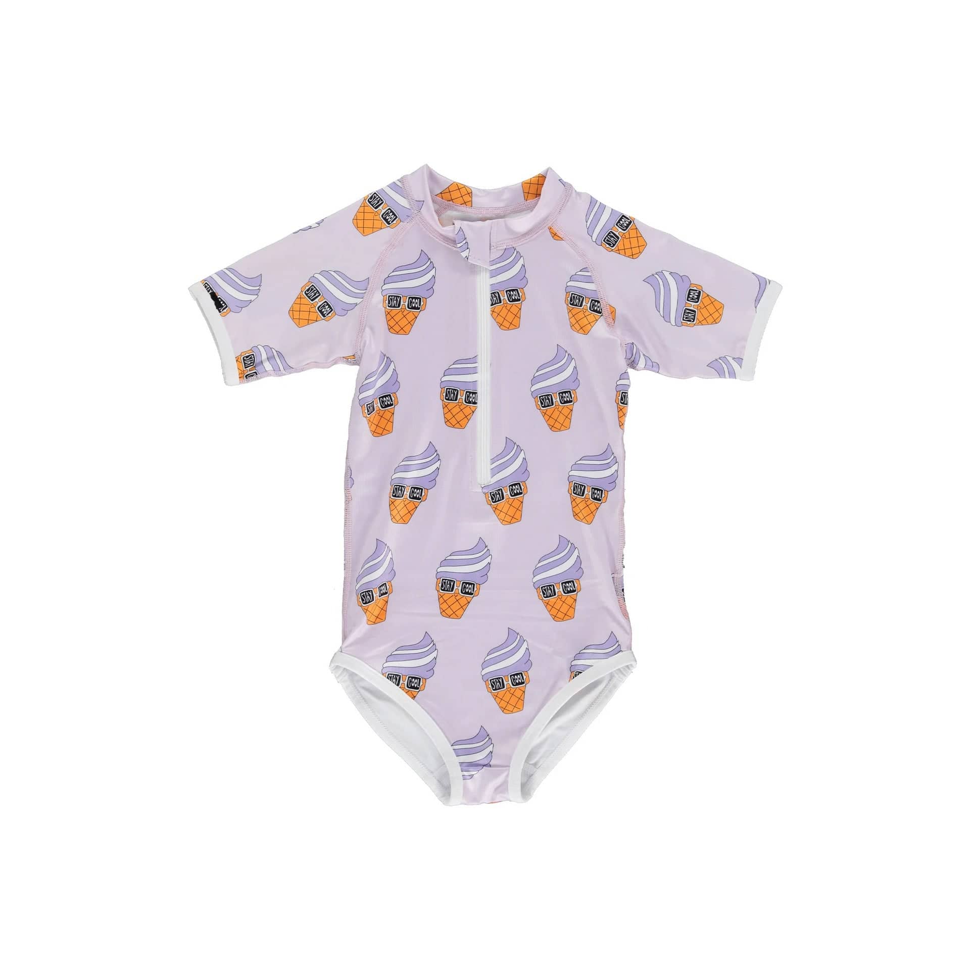 ベビー用水着 snow purple cone / 80 ガールズ水着 半袖ワンピーススイムウェア ラッシュガード【mh0009282】