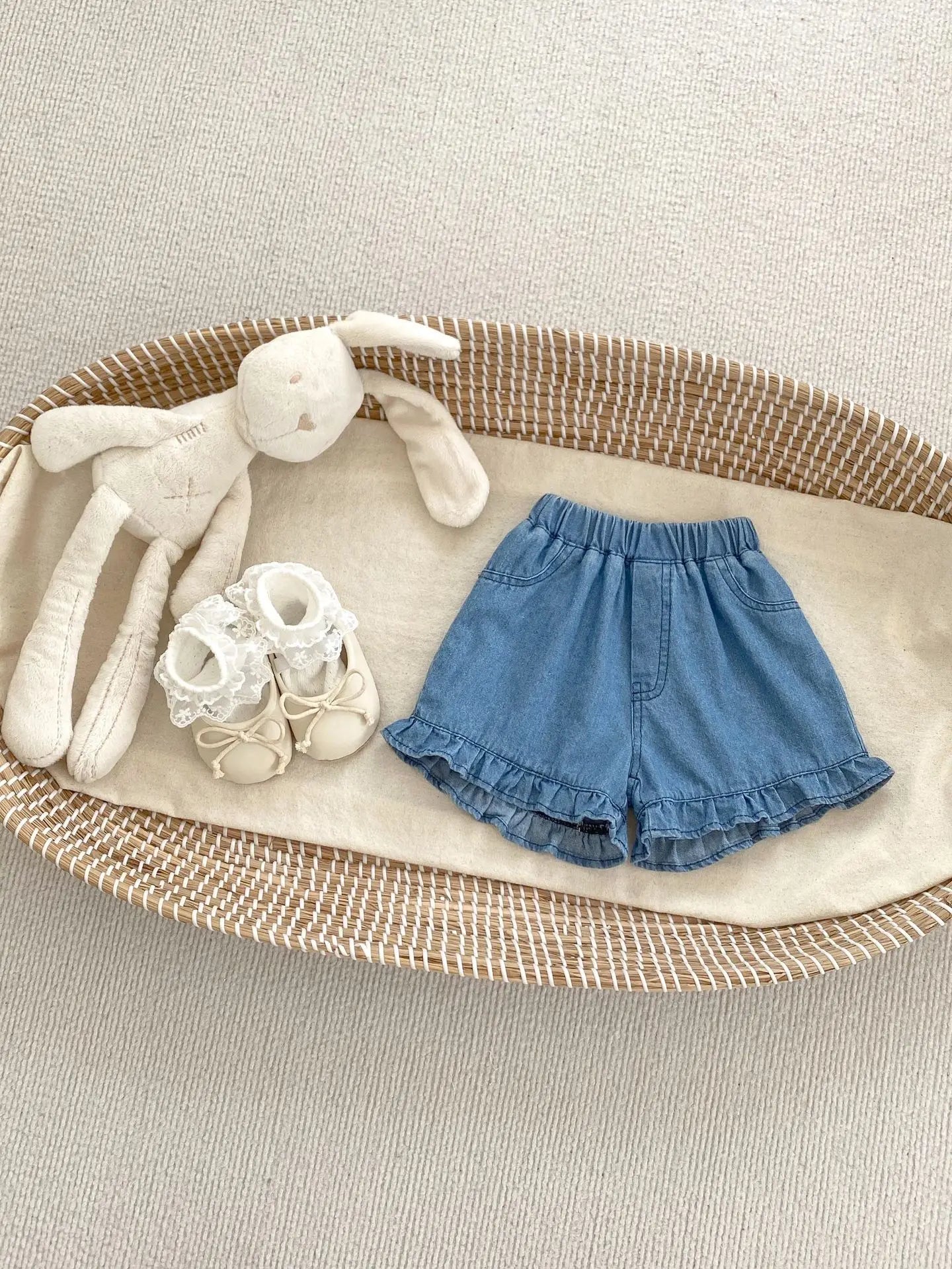 ブルマパンツ solid blue shorts / 6M  66cm ベビーパンツ レースニット サマーニット ブルマパンツ 2カラー