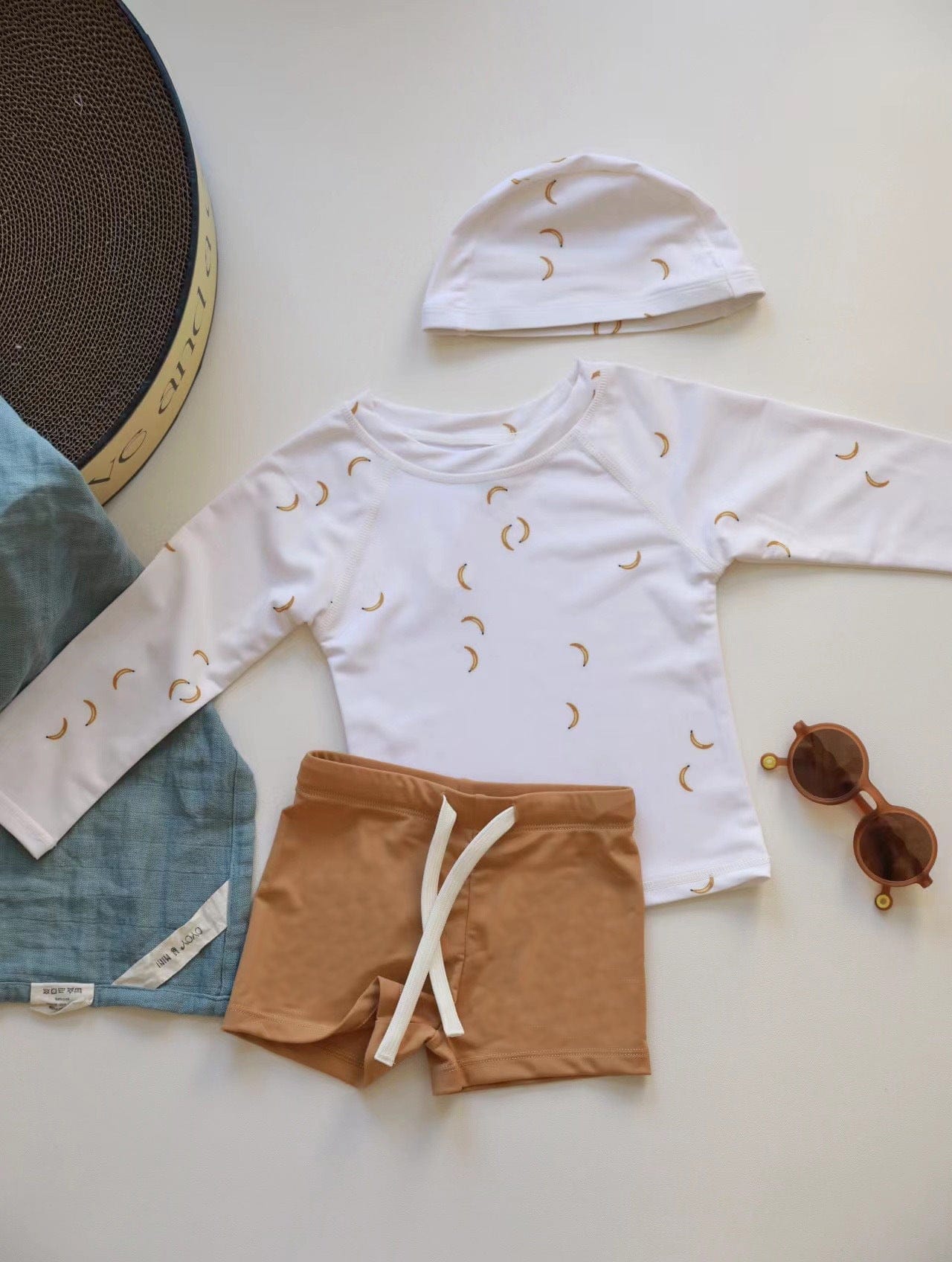 ベビー用水着 split swimsuit beige banana / 80 ボーイズ水着 長袖セパレートスイムウェア ラッシュガード【mh0009341】