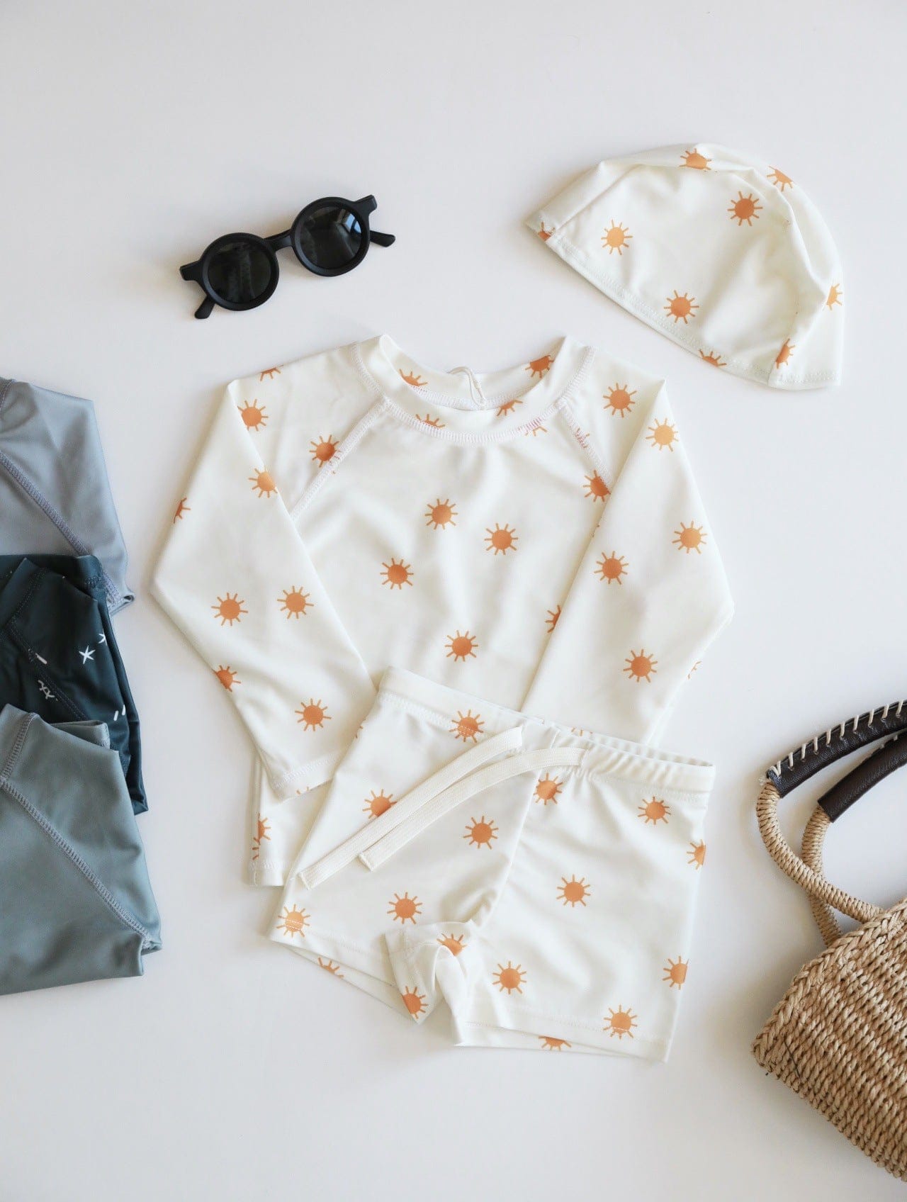 ベビー用水着 Split swimsuit beige sun / 80 ボーイズ水着 長袖セパレートスイムウェア ラッシュガード【mh0009325】