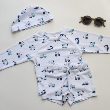 ベビー用水着 Split swimsuit car / 80 ボーイズ水着 長袖セパレートスイムウェア ラッシュガード【mh0009350】