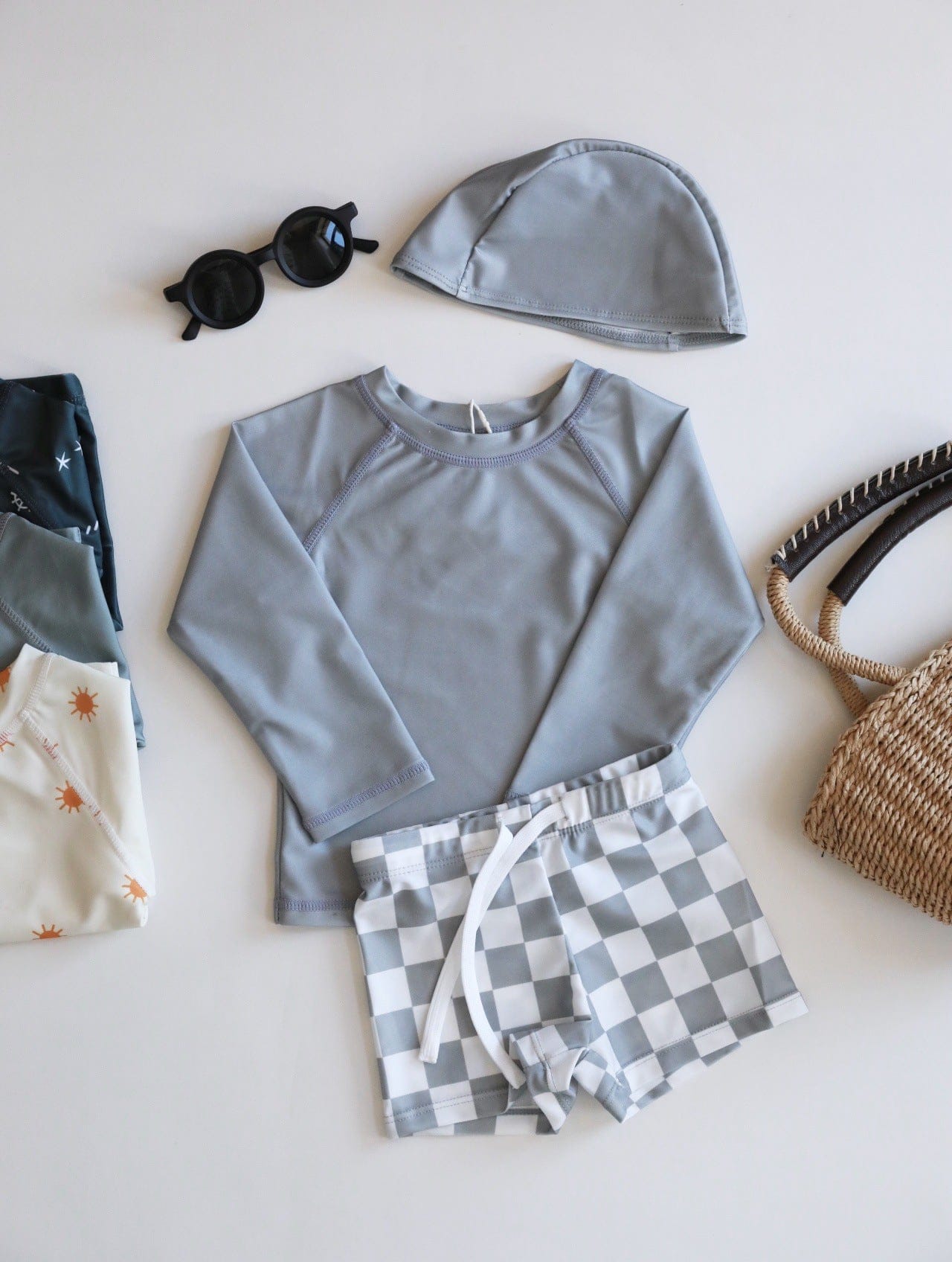 ベビー用水着 Split swimsuit clear color square / 80 ボーイズ水着 長袖セパレートスイムウェア ラッシュガード【mh0009325】