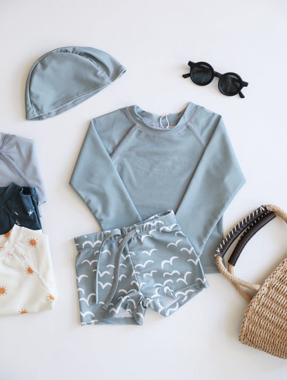 ベビー用水着 Split swimsuit grey blue seagull / 80 ボーイズ水着 長袖セパレートスイムウェア ラッシュガード【mh0009325】