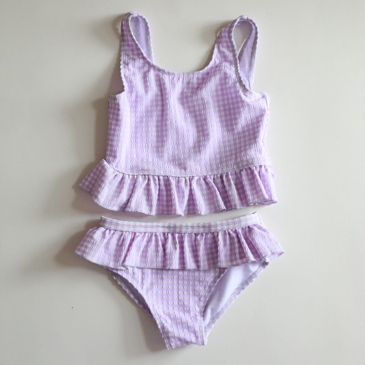 ベビー用水着 Split swimsuit light purple check / 80 ガールズ水着 ノースリーブワンピース/セパレートスイムウェア ラッシュガード【mh0009335】