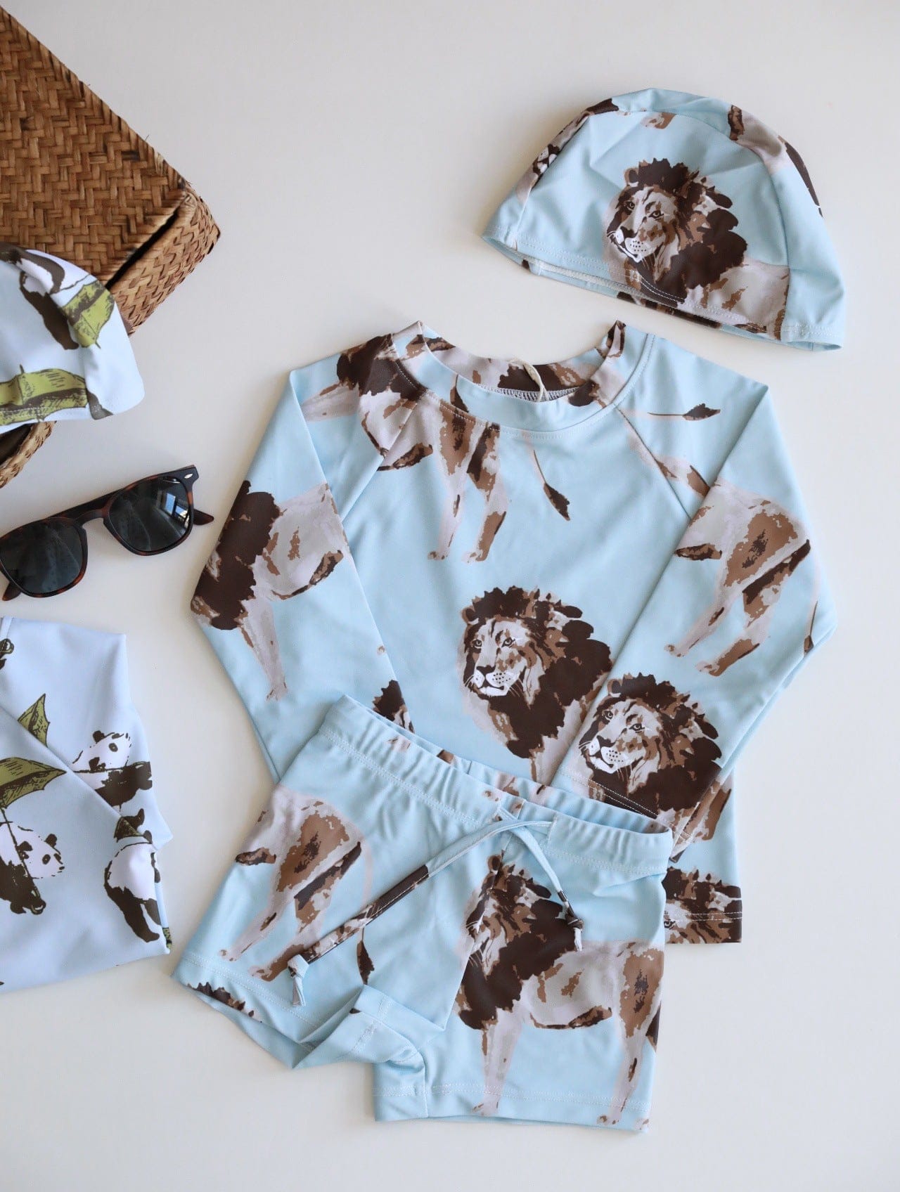 ベビー用水着 Split swimsuit lion / 80 ボーイズ水着 長袖セパレートスイムウェア ラッシュガード【mh0009302】