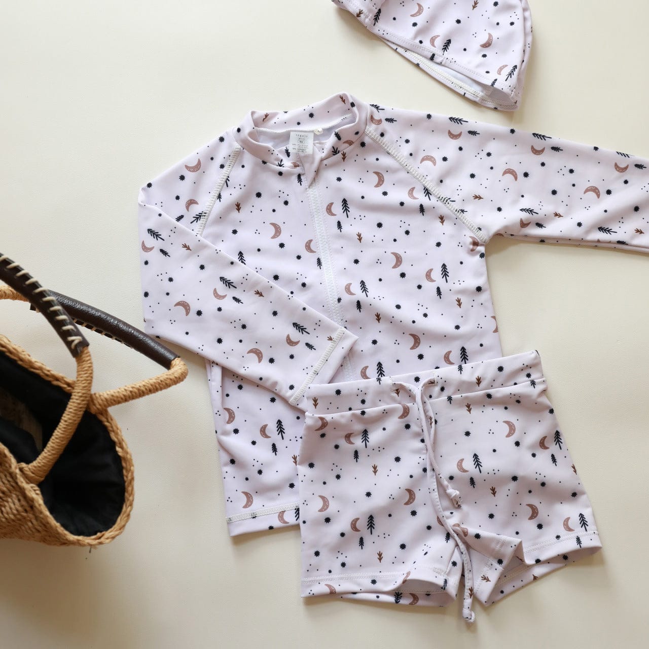 ベビー用水着 Split swimsuit little moon / 80 ボーイズガールズ水着 長袖/ノースリーブ/セパレート/ビキニスイムウェア ラッシュガード リンクコーデ【mh0009290】