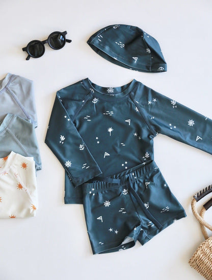 ベビー用水着 Split swimsuit navy vacation / 80 ボーイズ水着 長袖セパレートスイムウェア ラッシュガード【mh0009325】