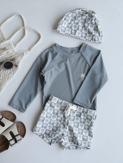 ベビー用水着 split swimsuit oil green coconut tree / 80 ボーイズ水着 長袖セパレートスイムウェア ラッシュガード【mh0009341】