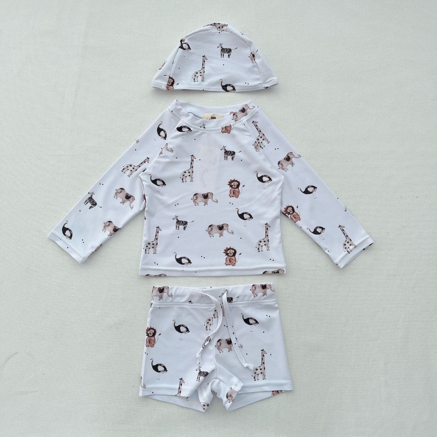 ベビー用水着 Split swimsuit retro animals / 80 ボーイズ水着 長袖セパレートスイムウェア ラッシュガード【mh0009350】