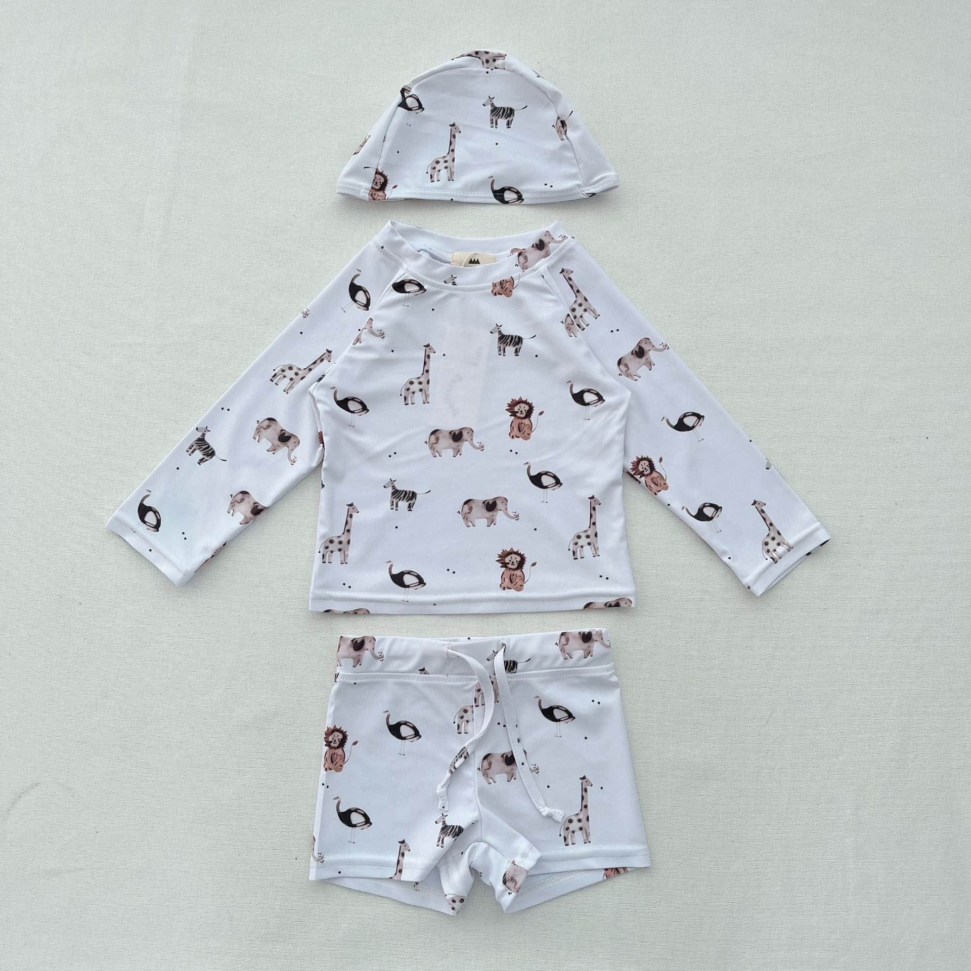 ベビー用水着 Split swimsuit retro animals / 80 ボーイズ水着 長袖セパレートスイムウェア ラッシュガード【mh0009350】