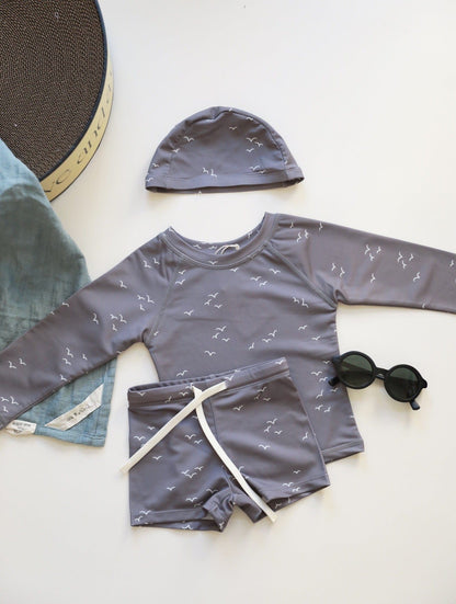 ベビー用水着 split swimsuit smoky grey blue / 80 ボーイズ水着 長袖セパレートスイムウェア ラッシュガード【mh0009341】