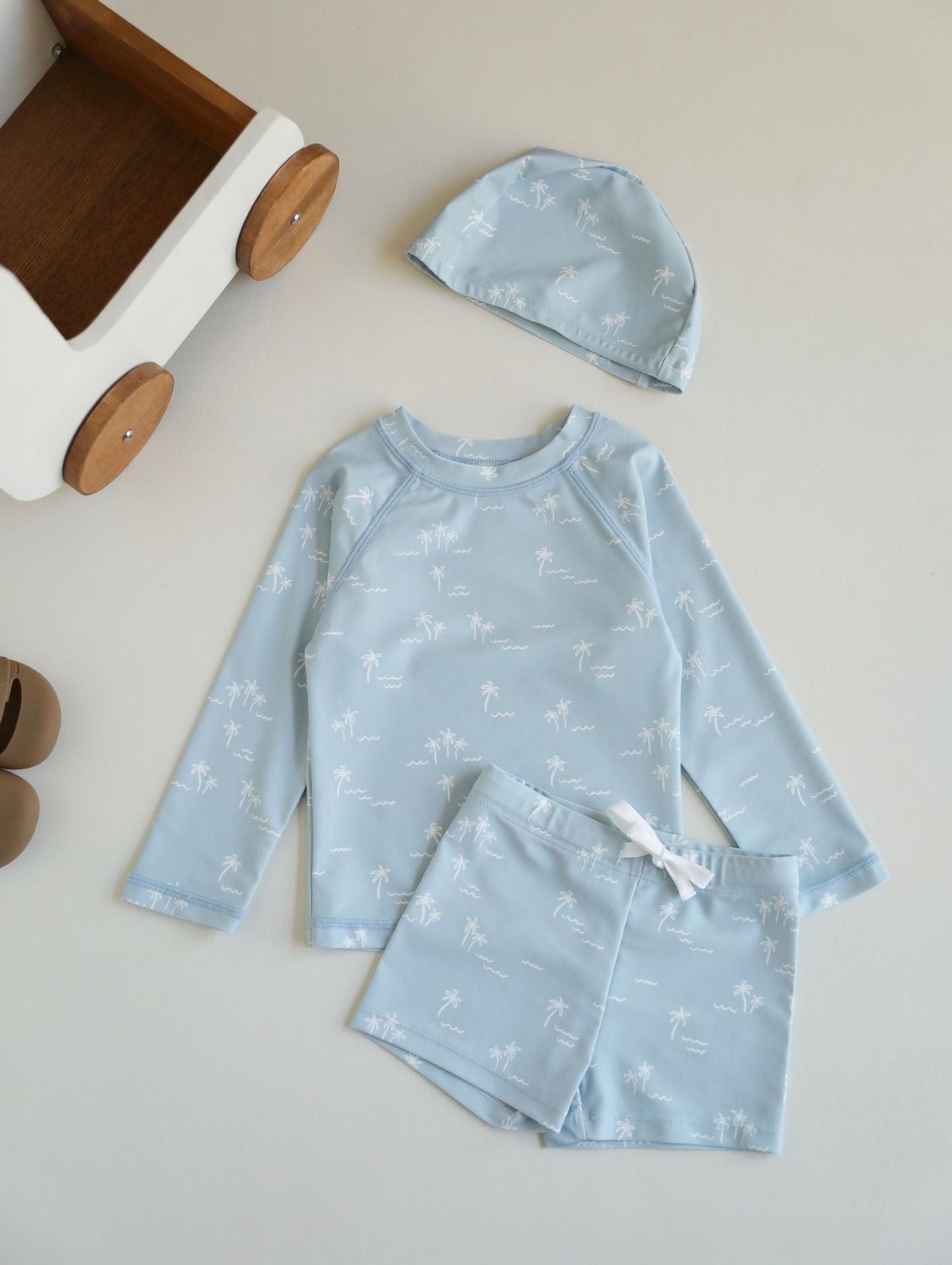 ベビー用水着 Split swimsuit sunny blue coconut tree / 80 ボーイズ水着 長袖セパレートスイムウェア ラッシュガード【mh0009322】