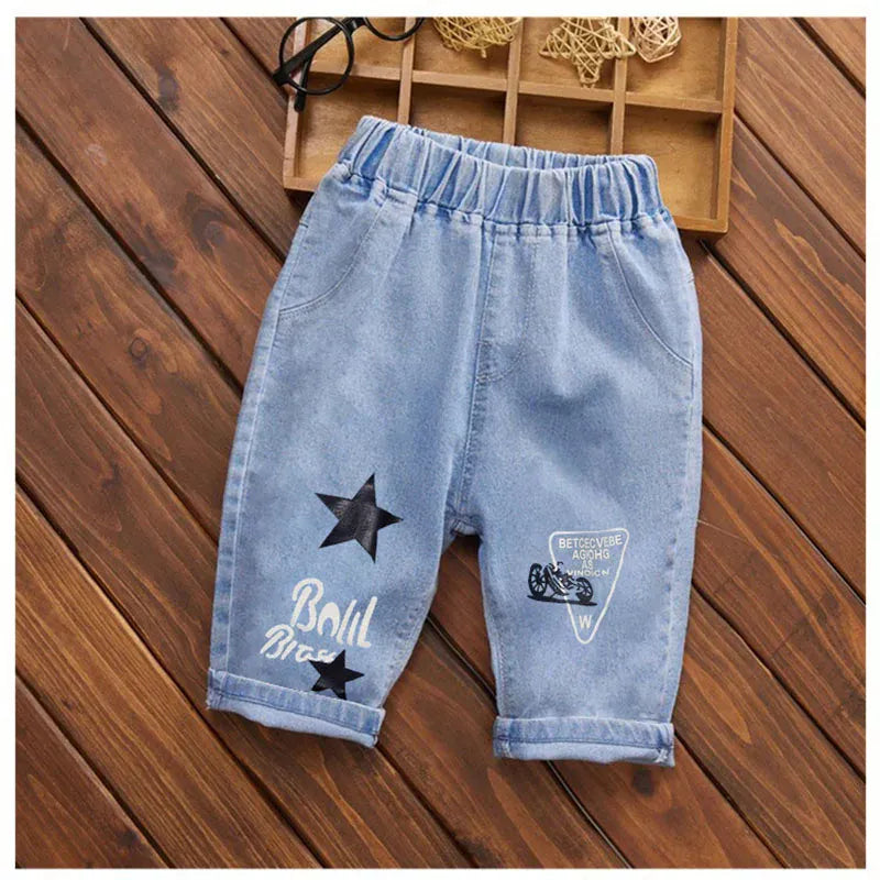 デニムパンツ star / 100cm キッズジュニアパンツ デニム クロップドパンツ ダメージ パッチワーク ジーンズ 4デザイン【mh0005772】