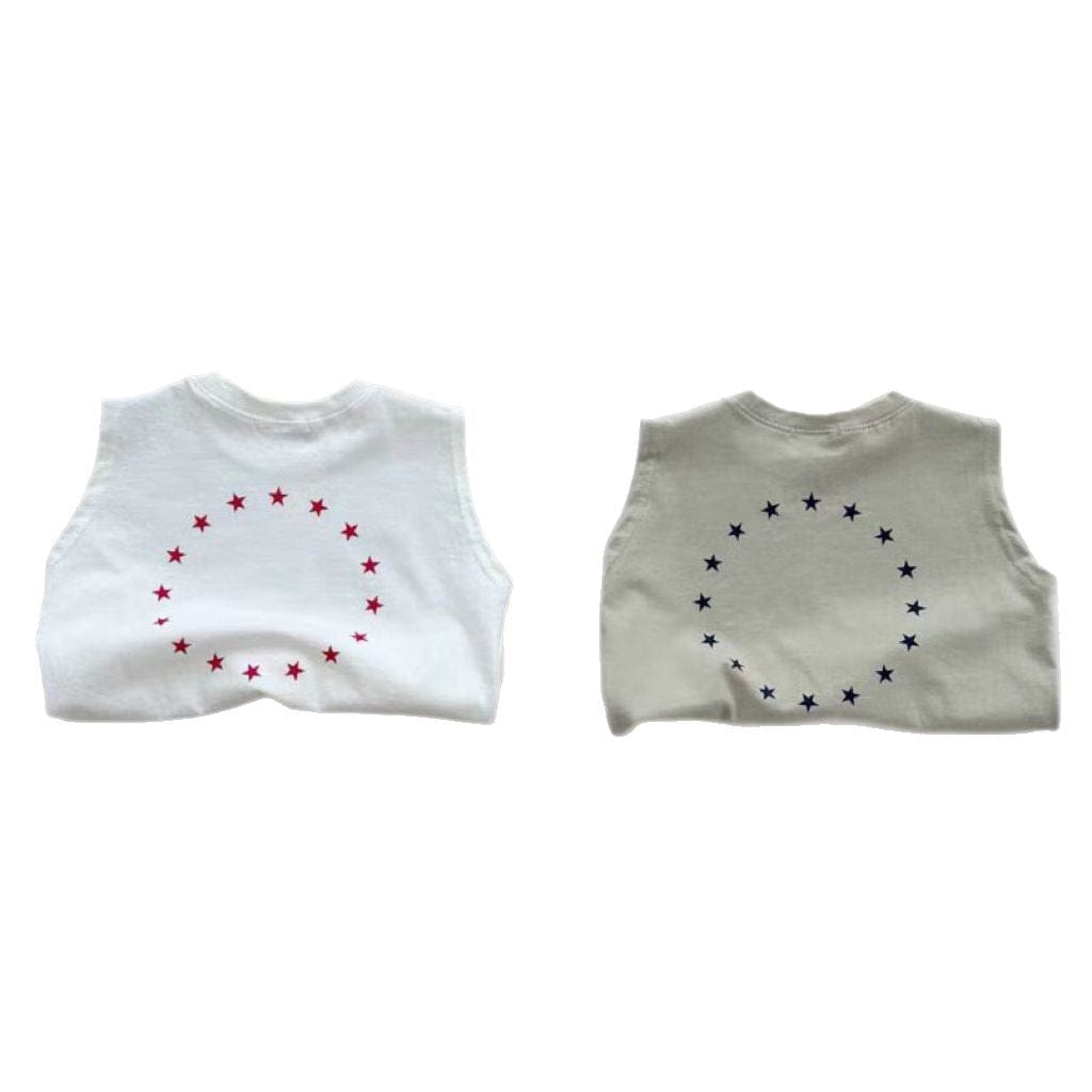 タンクトップ・キャミソール・ノースリーブトップス star print sleeveless T-shirt【mh0009527】