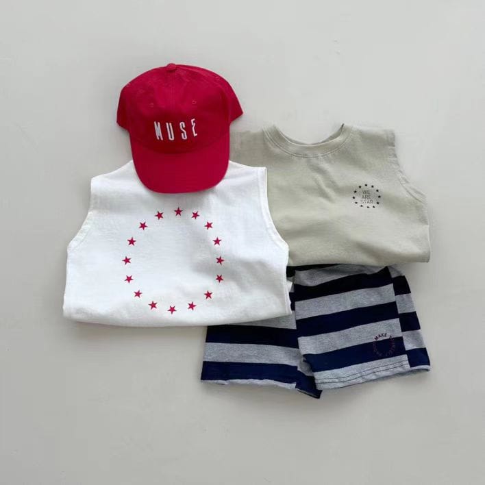 タンクトップ・キャミソール・ノースリーブトップス star print sleeveless T-shirt【mh0009527】