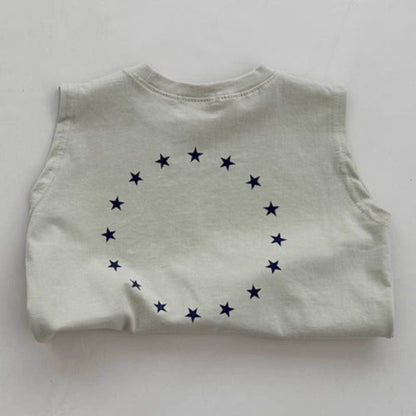 タンクトップ・キャミソール・ノースリーブトップス star print sleeveless T-shirt【mh0009527】