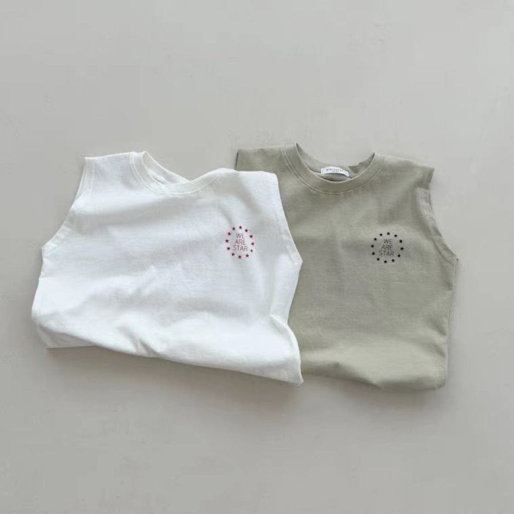 タンクトップ・キャミソール・ノースリーブトップス star print sleeveless T-shirt【mh0009527】