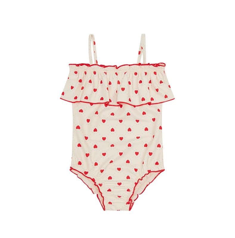 ベビー用水着 strap swimsuit love [swimsuit + swimming cap] / 80 ガールズ水着 ノースリーブワンピーススイムウェア ラッシュガード【mh0009339】