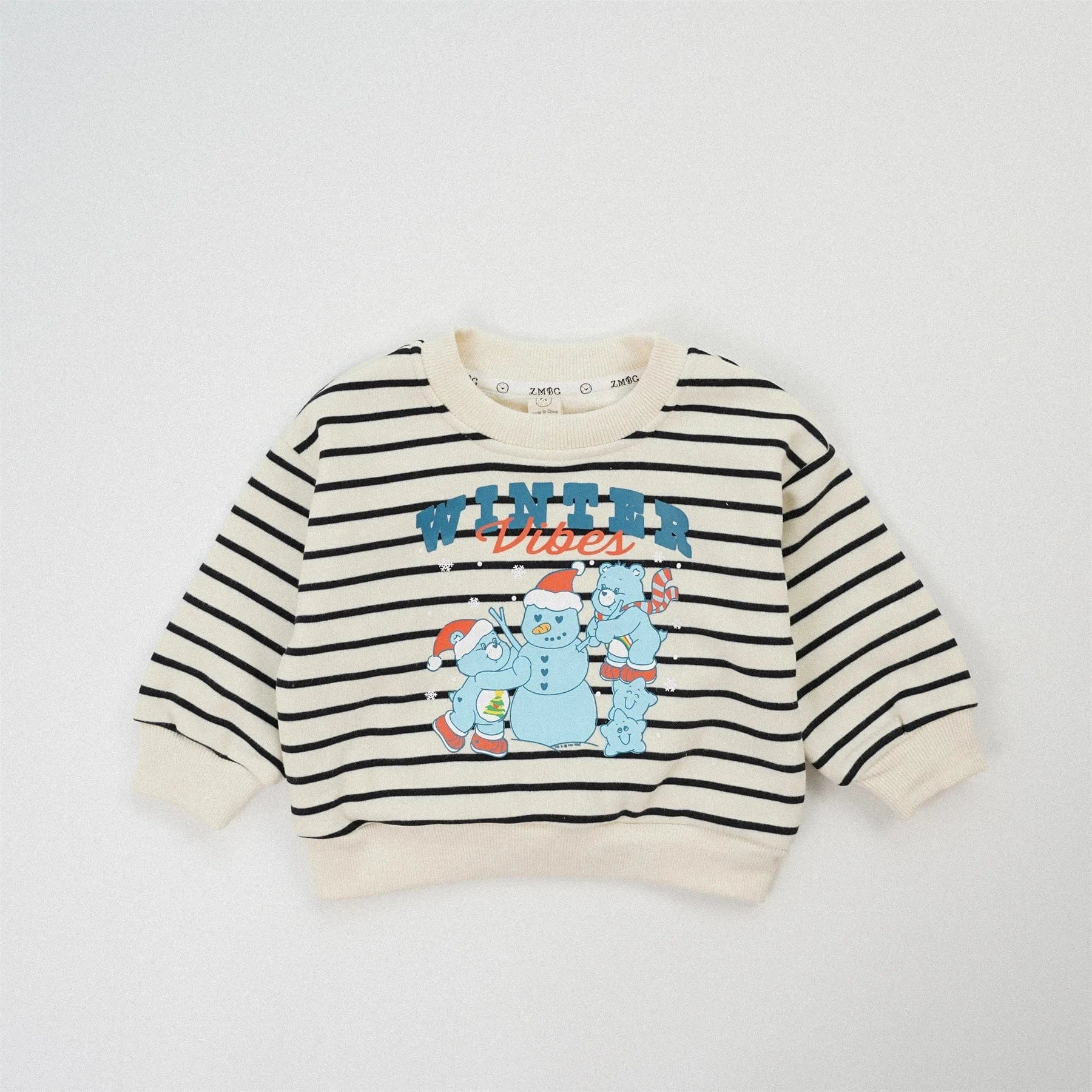 トレーナー・フーディ Stripe / 12M  80CM ベビートップス ベアくまスノーマン雪だるまプリント裏フリース長袖スウェットトレーナー【mh0007769】