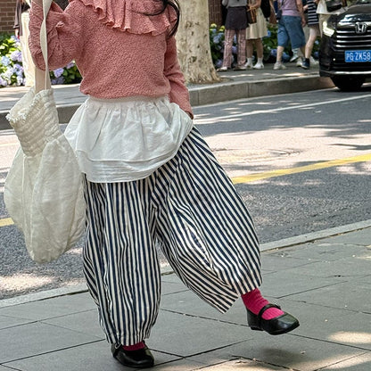 ロングパンツ・スウェットパンツ Stripe / 90cm ストライプルーズワイドバルーンパンツ【mh0010591】