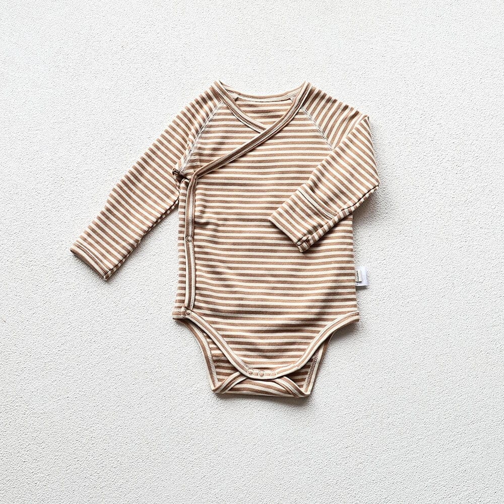 長袖ロンパース stripe bodysuit / 66cm / 取り寄せ（3〜14日） ☺︎ ベビー ナチュラル 長袖 ロンパース 肌着 パンツ 無地 ボーダー サボテン 月 ムーン ボーイズ