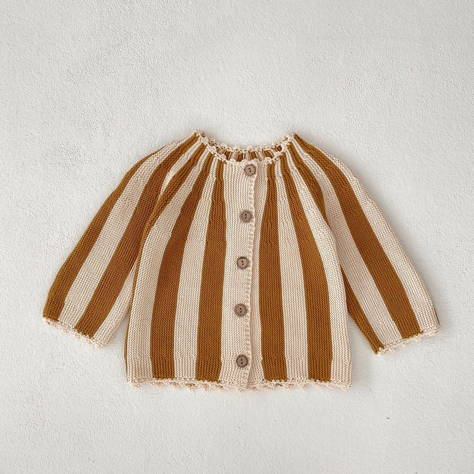 カーディガン・パーカー stripe coat / 66cm ☺︎ ベビー ストライプ ニット カーディガン フリル ブルマパンツ ガールズ