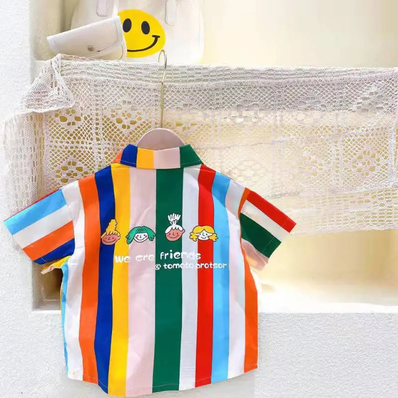 半袖シャツ・ブラウス striped / 12M  80cm キッズトップス 半袖シャツ カラフルストライプ