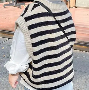 ベスト striped / 12M  80cm キッズベスト ニットベスト ボーダー ルーズ