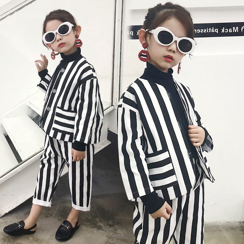 長袖セットアップ Striped Set / 24M (80-90cm) キッズセットアップ 2点セット ストライプジャケット ペンシルパンツ スーツ
