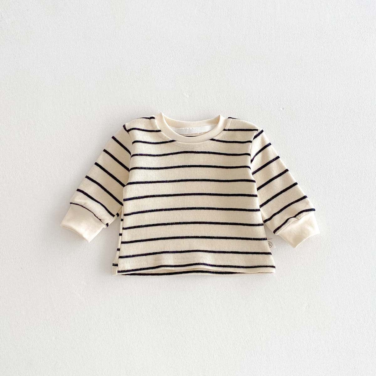 長袖セットアップ Striped top / 66cm ノースリーブデニムジャンプスーツ/長袖ボーダーTシャツ【mh0010925】