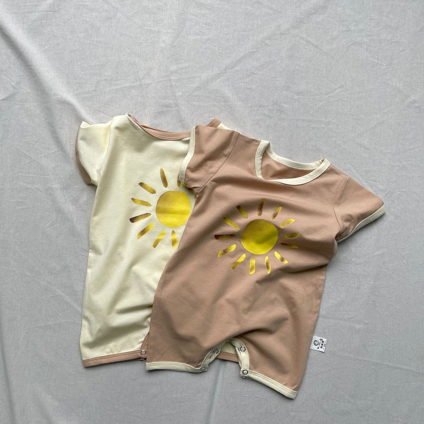 半袖ロンパース SUN太陽プリント半袖ジャンプスーツロンパース【mh0009449】