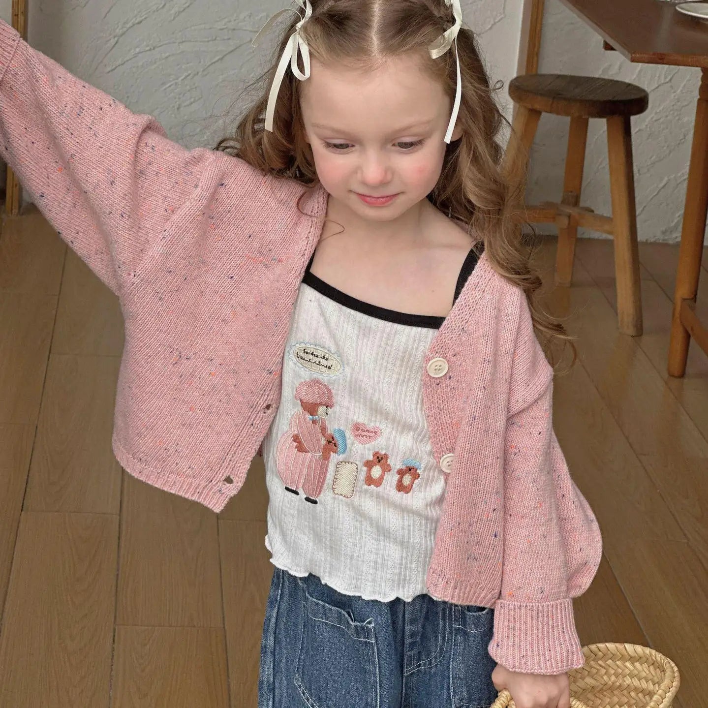 カーディガン・パーカー sweater / 2T  90cm キッズカーディガン ニット長袖セーター インナーキャミソール