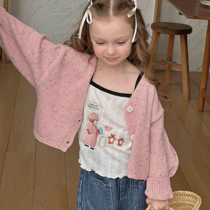カーディガン・パーカー sweater / 2T  90cm キッズカーディガン ニット長袖セーター インナーキャミソール