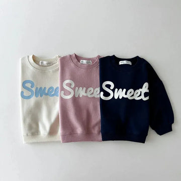 トレーナー・フーディ キッズトップス Sweetレターロゴプリント長袖スウェットシャツ 3カラー【mh0007007】