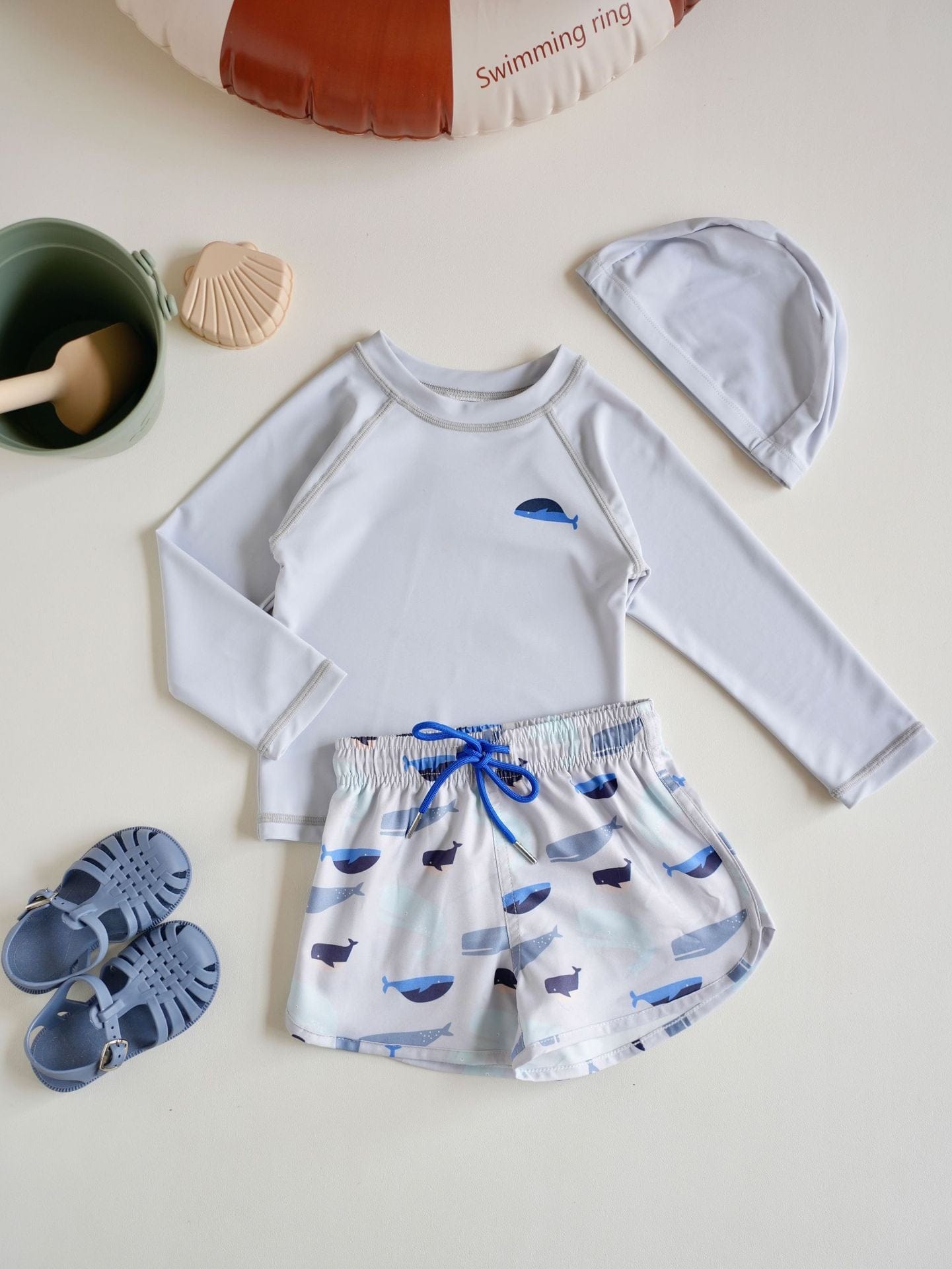 ベビー用水着 swim trunk set killer whale [swimsuit + swim cap] / 80 ボーイズ水着 長袖セパレートスイムウェア ラッシュガード【mh0009345】