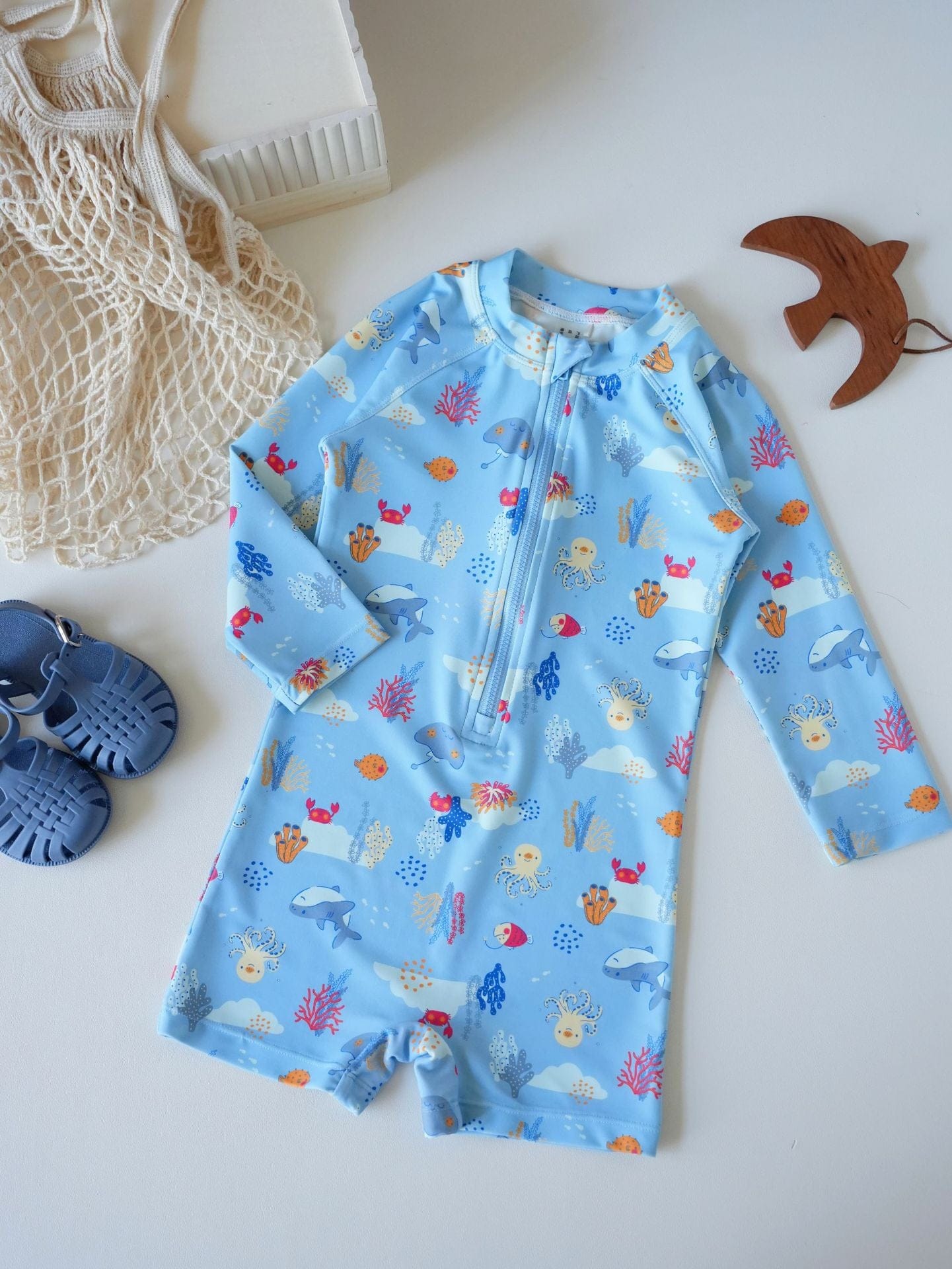 ベビー用水着 Swimsuit Aqua Creature [Free suited swim cap] / 80 ボーイズガールズ水着 長袖つなぎスイムウェア ラッシュガード【mh0009372】