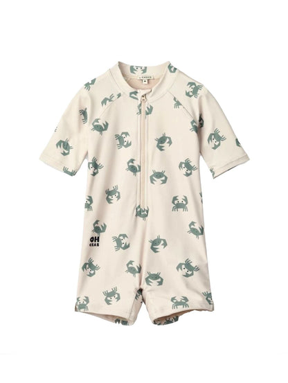 ベビー用水着 Swimsuit blue crab [swimsuit + swimming cap] / 80 ボーイズ水着 半袖つなぎスイムウェア ラッシュガード【mh0009304】