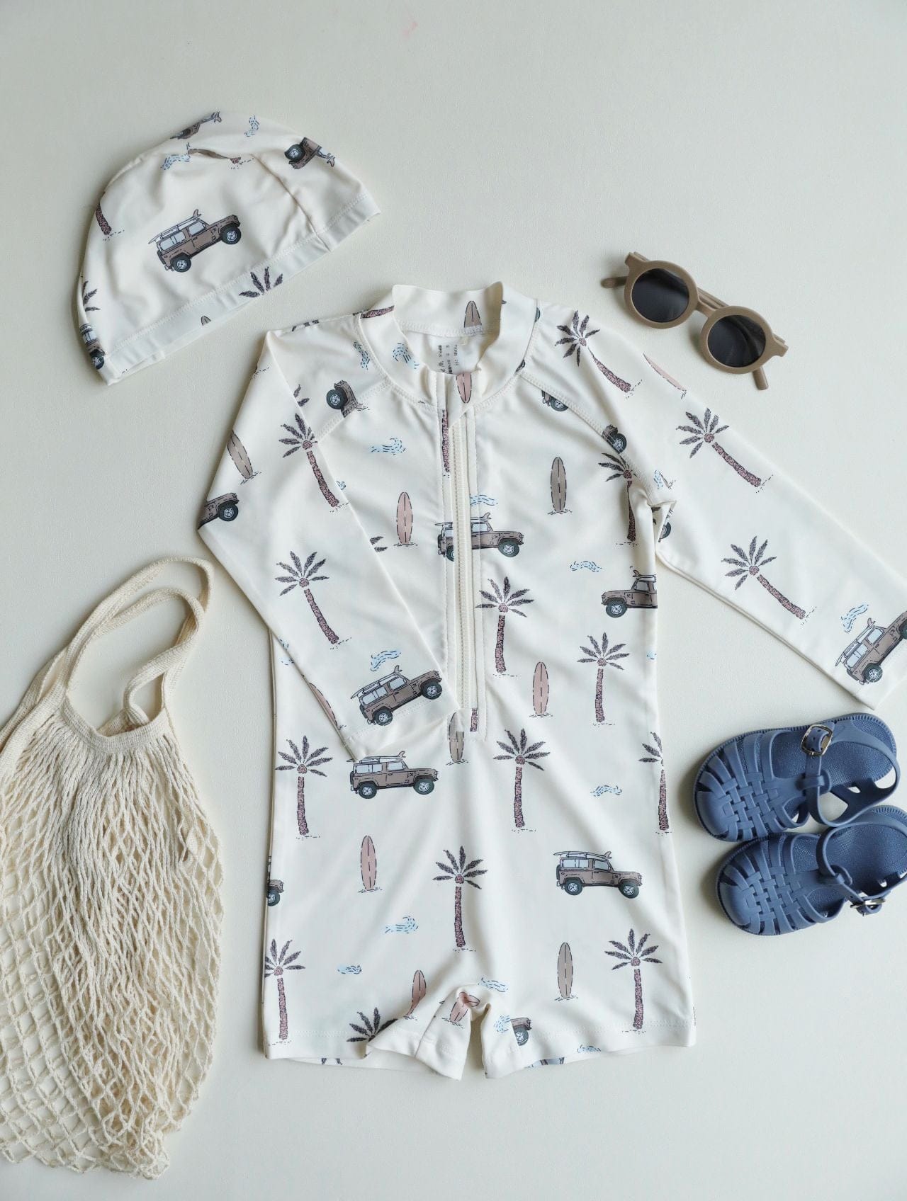 ベビー用水着 Swimsuit car / 80 ボーイズ水着 長袖つなぎスイムウェア ラッシュガード【mh0009331】