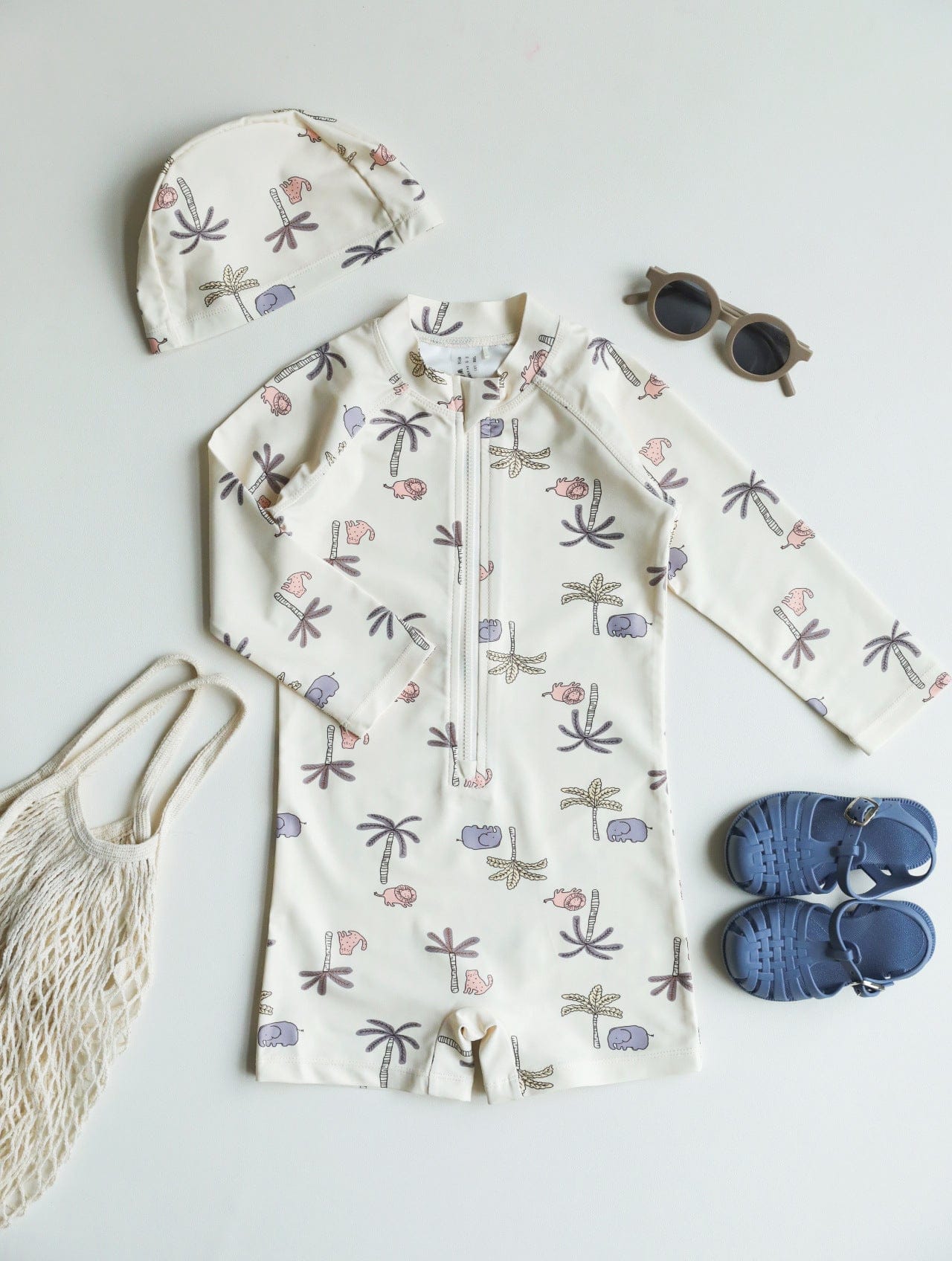 ベビー用水着 Swimsuit happy baby elephant / 80 ボーイズ水着 長袖つなぎスイムウェア ラッシュガード【mh0009331】