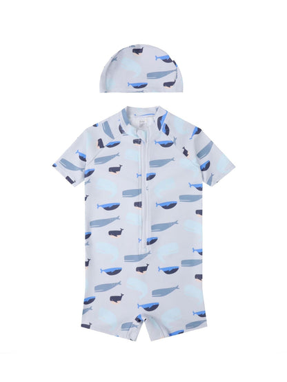 ベビー用水着 Swimsuit Killer Whale [Swimsuit + Swimming Cap] / 80 ボーイズ水着 半袖つなぎスイムウェア ラッシュガード【mh0009304】